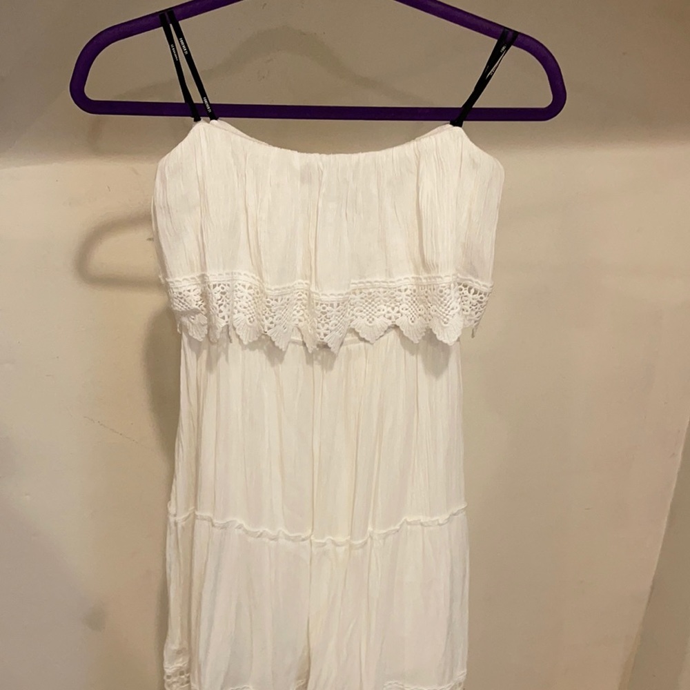 M White w Lace Forever 21 Strapless Maxi Dress
